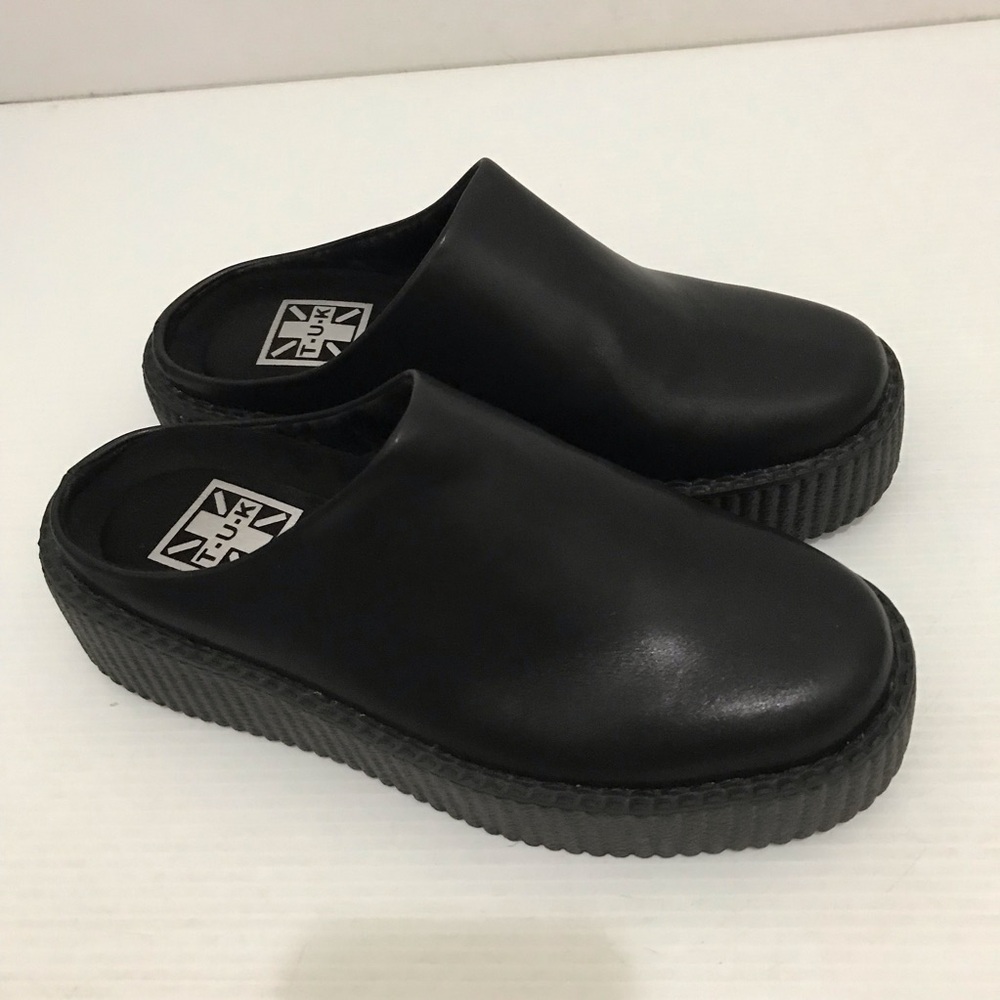 T.U.K Black Platform Mule Clogs Size 8